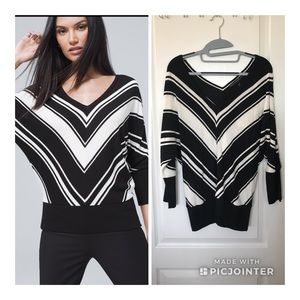 WHBM sweater medium chevron black ecru NWT